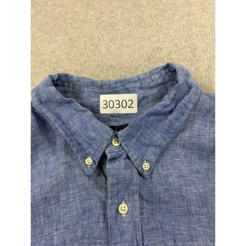 Polo Ralph Lauren 100% Linen Long Sleeve Button Down Shirt (Men's 3XL Big) Blue